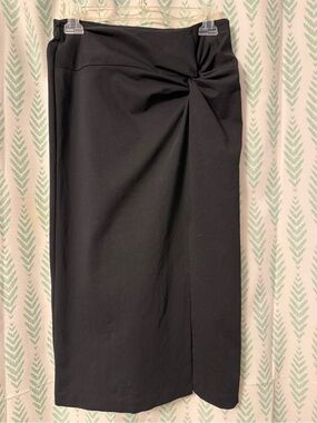 Boden Black Twist-Waist Midi Skirt